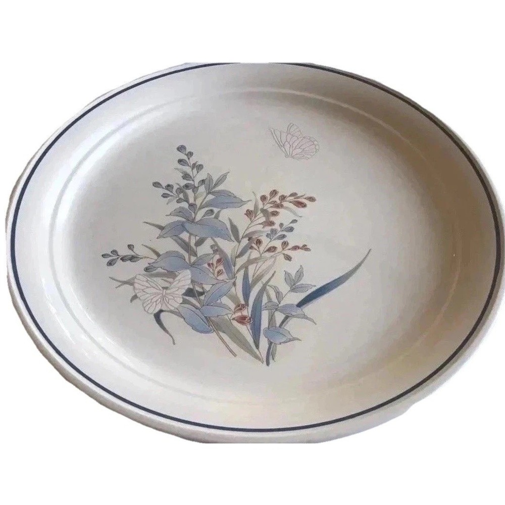 Vtg 80's Platter Keltcraft By Noritake Kilkee Cream Blue Butterflies 12.5"